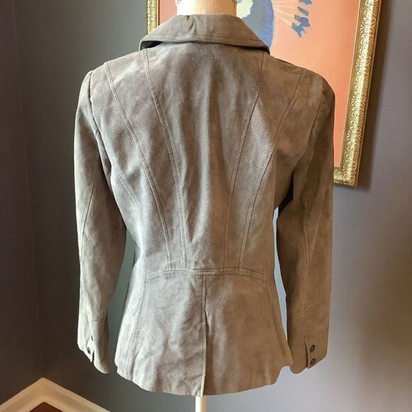 Isaac Mizrahi Gray Suede Leather Jacket 🧥 🩶❤️🩶 - Picture 4 of 9